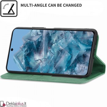 Dirbtinės odos atverčiamas dėklas su skyreliais - žalias (Google Pixel 8A)